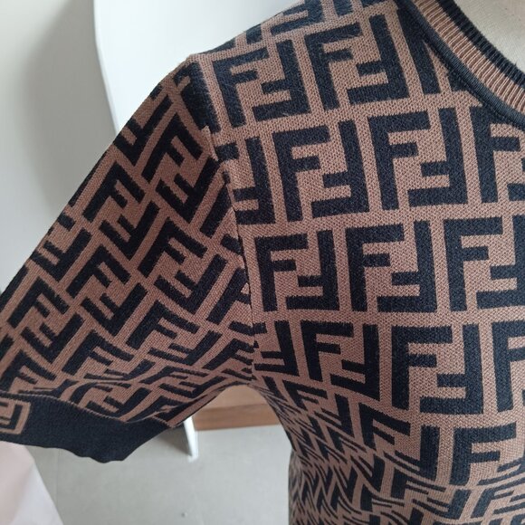 Fendi Brown FF Midi Dress - Picture 5 of 10